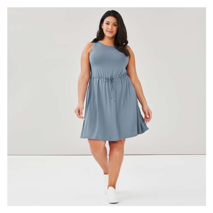 Aux Femmes Robe sans manches à cordon de serrage Femmes+ - Bleu Cendré
